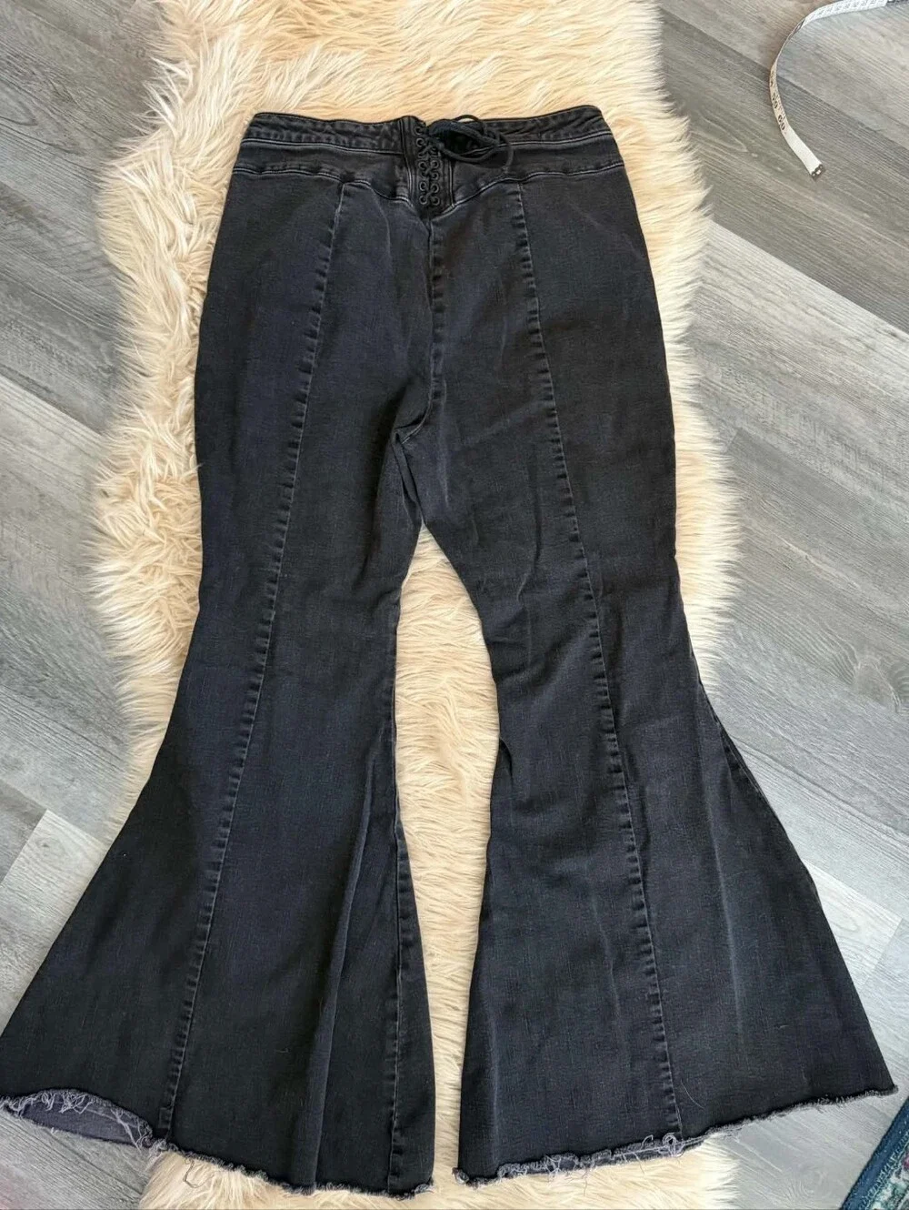 Free People We The Free CRVY Super High-Rise Lace-Up Flare Jeans Women's Size 33
